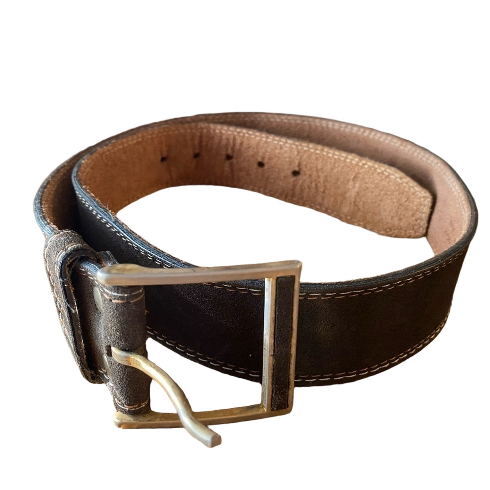 SHELDON BOWMAN 💯 dark brown cowhide belt silver buckle size 38 made in Canada